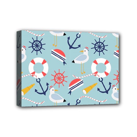 Nautical-marine-symbols-seamless-pattern Mini Canvas 7  x 5  (Stretched)