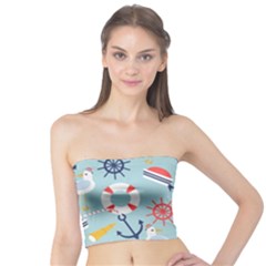 Nautical-marine-symbols-seamless-pattern Tube Top