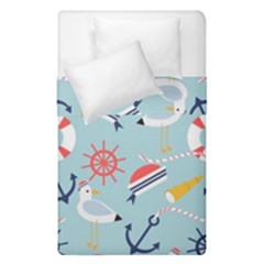 Nautical-marine-symbols-seamless-pattern Duvet Cover Double Side (Single Size)