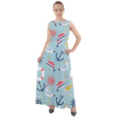 Nautical-marine-symbols-seamless-pattern Chiffon Mesh Boho Maxi Dress