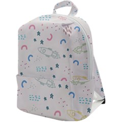 Spaceship Pattern Star Zip Up Backpack by danenraven