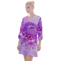 Dahlia Blossom Bloom Dahlias Fall Open Neck Shift Dress by danenraven