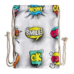 Set-colorful-comic-speech-bubbles Drawstring Bag (large) by Salman4z