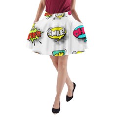 Set-colorful-comic-speech-bubbles A-line Pocket Skirt by Salman4z