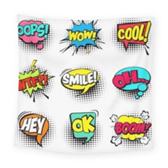 Set-colorful-comic-speech-bubbles Square Tapestry (large) by Salman4z