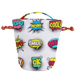 Set-colorful-comic-speech-bubbles Drawstring Bucket Bag by Salman4z