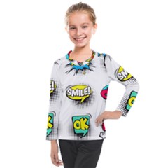 Set-colorful-comic-speech-bubbles Kids  Long Mesh Tee