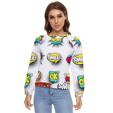 Set-colorful-comic-speech-bubbles Women s Long Sleeve Raglan Tee by Salman4z