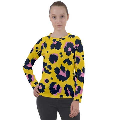 Leopard-print-seamless-pattern Women s Long Sleeve Raglan Tee by Salman4z