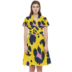 Leopard-print-seamless-pattern Short Sleeve Waist Detail Dress by Salman4z