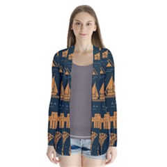 Dark-seamless-pattern-symbols-landmarks-signs-egypt Drape Collar Cardigan by Salman4z