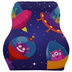 Cartoon-funny-aliens-with-ufo-duck-starry-sky-set Car Seat Velour Cushion  by Salman4z