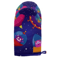 Cartoon-funny-aliens-with-ufo-duck-starry-sky-set Microwave Oven Glove