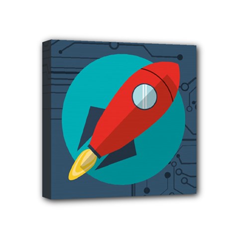 Rocket-with-science-related-icons-image Mini Canvas 4  X 4  (stretched) by Salman4z