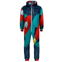 Rocket-with-science-related-icons-image Hooded Jumpsuit (men) by Salman4z