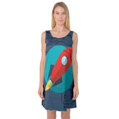 Rocket-with-science-related-icons-image Sleeveless Satin Nightdress by Salman4z