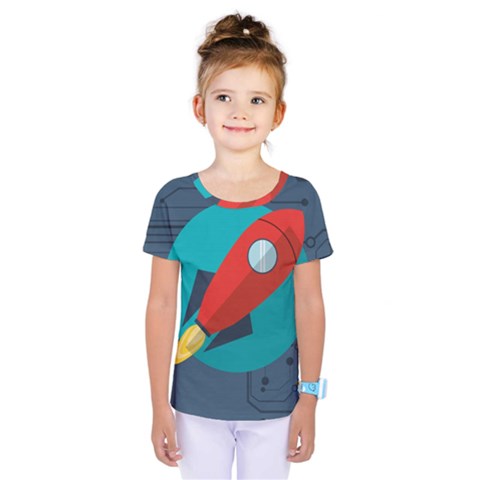 Rocket-with-science-related-icons-image Kids  One Piece Tee by Salman4z