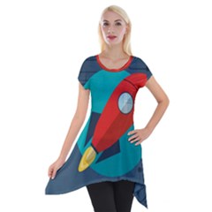 Rocket-with-science-related-icons-image Short Sleeve Side Drop Tunic by Salman4z