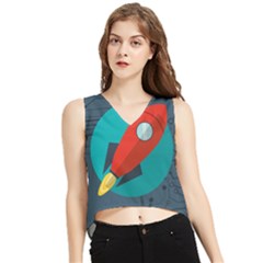 Rocket-with-science-related-icons-image V-neck Cropped Tank Top by Salman4z