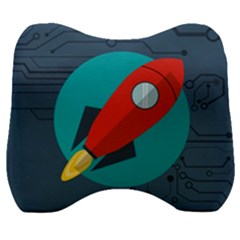Rocket-with-science-related-icons-image Velour Head Support Cushion by Salman4z