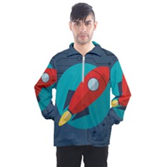 Rocket-with-science-related-icons-image Men s Half Zip Pullover by Salman4z