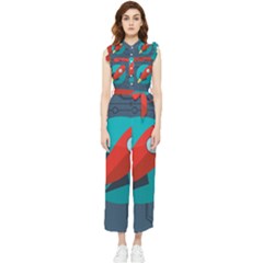 Rocket-with-science-related-icons-image Women s Frill Top Chiffon Jumpsuit