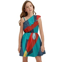 Rocket-with-science-related-icons-image Kids  One Shoulder Party Dress by Salman4z