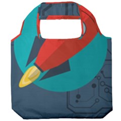 Rocket-with-science-related-icons-image Foldable Grocery Recycle Bag by Salman4z