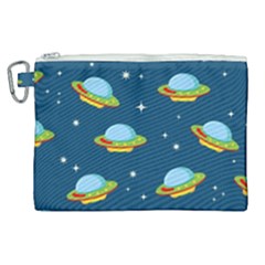 Seamless-pattern-ufo-with-star-space-galaxy-background Canvas Cosmetic Bag (xl) by Salman4z