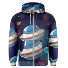 Ufo-alien-spaceship-galaxy Men s Zipper Hoodie by Salman4z