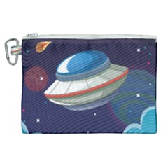 Ufo-alien-spaceship-galaxy Canvas Cosmetic Bag (xl) by Salman4z