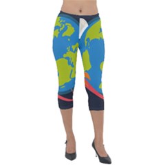 Spaceship-design Lightweight Velour Capri Leggings  by Salman4z