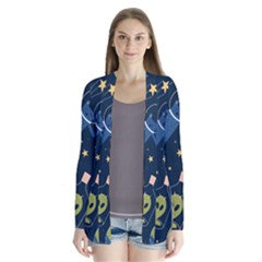 Seamless-pattern-with-funny-aliens-cat-galaxy Drape Collar Cardigan by Salman4z