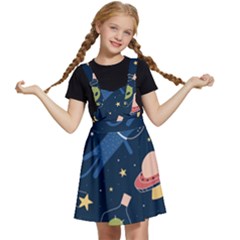 Seamless-pattern-with-funny-aliens-cat-galaxy Kids  Apron Dress by Salman4z