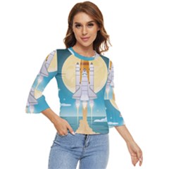 Space-exploration-illustration Bell Sleeve Top