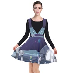 Alien-astronaut-scene Plunge Pinafore Dress