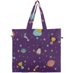 Space-travels-seamless-pattern-vector-cartoon Canvas Travel Bag