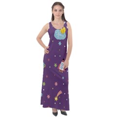 Space-travels-seamless-pattern-vector-cartoon Sleeveless Velour Maxi Dress