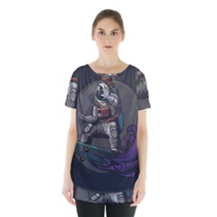 Illustration-astronaut-cosmonaut-paying-skateboard-sport-space-with-astronaut-suit Skirt Hem Sports Top by Salman4z