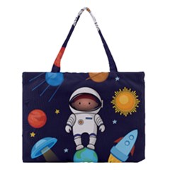 Boy-spaceman-space-rocket-ufo-planets-stars Medium Tote Bag by Salman4z