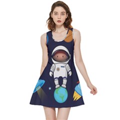 Boy-spaceman-space-rocket-ufo-planets-stars Inside Out Reversible Sleeveless Dress by Salman4z