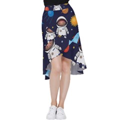Boy-spaceman-space-rocket-ufo-planets-stars Frill Hi Low Chiffon Skirt by Salman4z