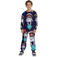 Boy-spaceman-space-rocket-ufo-planets-stars Kids  Sweatshirt Set by Salman4z