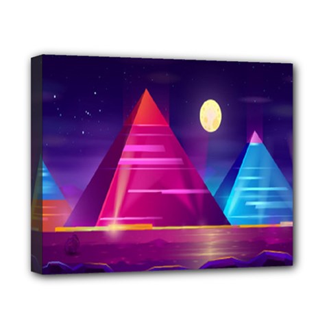 Egyptian-pyramids-night-landscape-cartoon Canvas 10  X 8  (stretched) by Salman4z