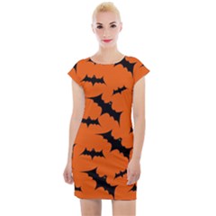 Halloween-card-with-bats-flying-pattern Cap Sleeve Bodycon Dress by Salman4z