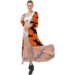 Halloween-card-with-bats-flying-pattern Maxi Chiffon Beach Wrap by Salman4z