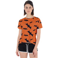 Halloween-card-with-bats-flying-pattern Open Back Sport Tee by Salman4z