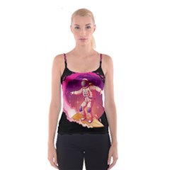 Astronaut-spacesuit-standing-surfboard-surfing-milky-way-stars Spaghetti Strap Top by Salman4z
