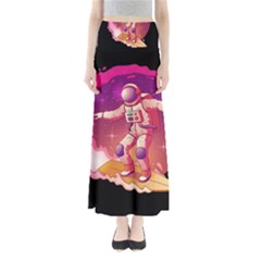 Astronaut-spacesuit-standing-surfboard-surfing-milky-way-stars Full Length Maxi Skirt by Salman4z