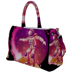 Astronaut-spacesuit-standing-surfboard-surfing-milky-way-stars Duffel Travel Bag by Salman4z